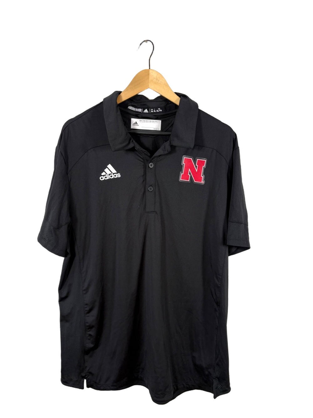 Adidas Nebraska Cornhuskers Polo Shirt Men’s XL Black Stretch Performance Golf